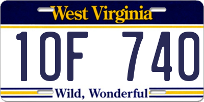 WV license plate 1OF740
