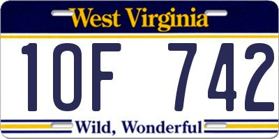 WV license plate 1OF742