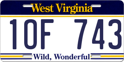 WV license plate 1OF743