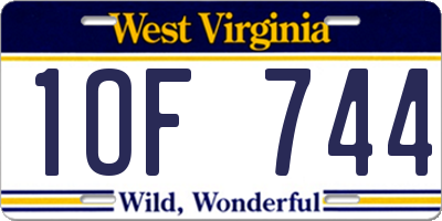 WV license plate 1OF744