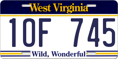 WV license plate 1OF745