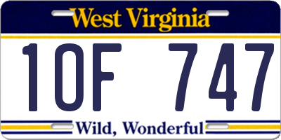 WV license plate 1OF747