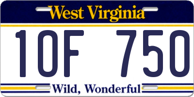 WV license plate 1OF750
