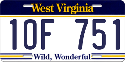 WV license plate 1OF751