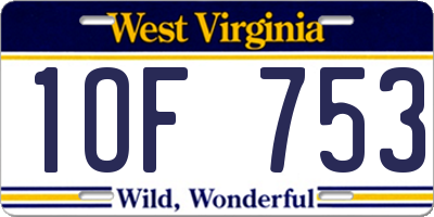 WV license plate 1OF753