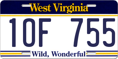 WV license plate 1OF755