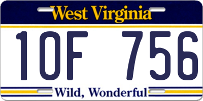 WV license plate 1OF756