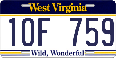 WV license plate 1OF759