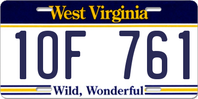 WV license plate 1OF761