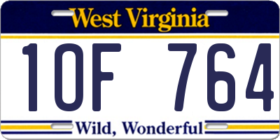 WV license plate 1OF764