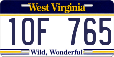 WV license plate 1OF765