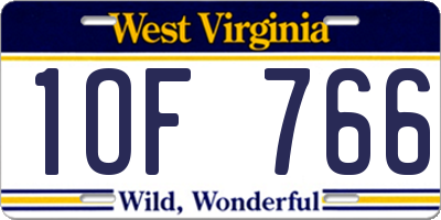 WV license plate 1OF766