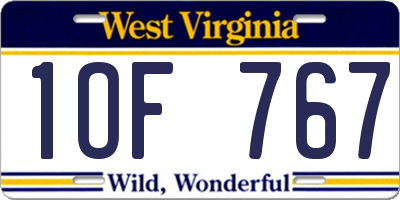 WV license plate 1OF767