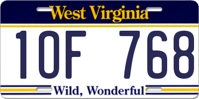 WV license plate 1OF768