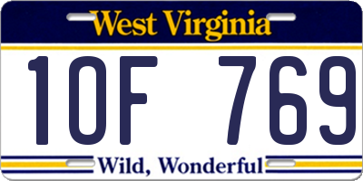 WV license plate 1OF769