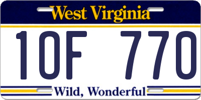 WV license plate 1OF770
