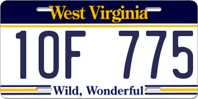 WV license plate 1OF775