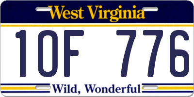 WV license plate 1OF776