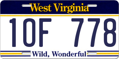 WV license plate 1OF778