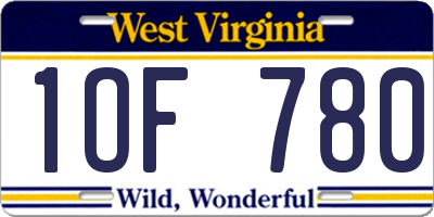 WV license plate 1OF780