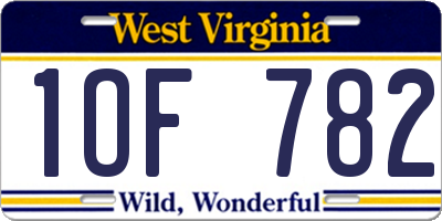 WV license plate 1OF782