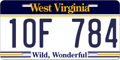 WV license plate 1OF784