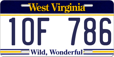 WV license plate 1OF786