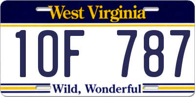 WV license plate 1OF787