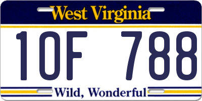 WV license plate 1OF788
