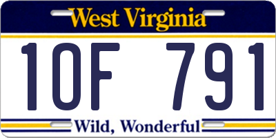 WV license plate 1OF791