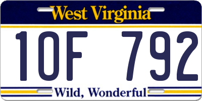 WV license plate 1OF792