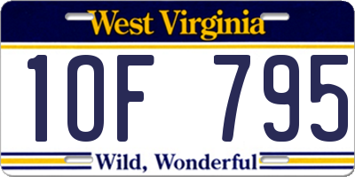 WV license plate 1OF795