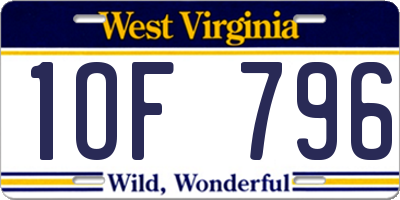 WV license plate 1OF796