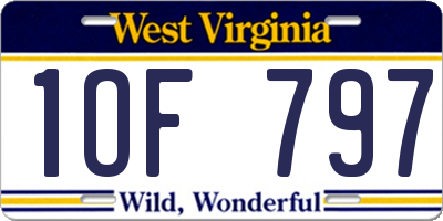 WV license plate 1OF797
