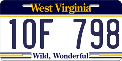 WV license plate 1OF798