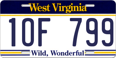 WV license plate 1OF799