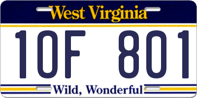 WV license plate 1OF801