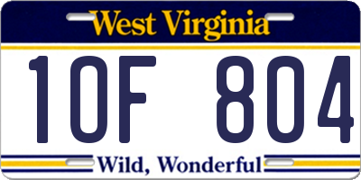 WV license plate 1OF804