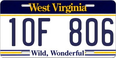WV license plate 1OF806