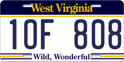 WV license plate 1OF808