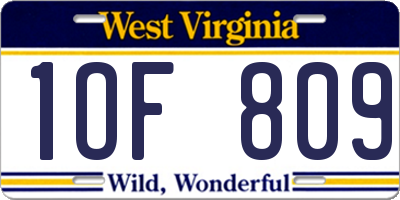 WV license plate 1OF809