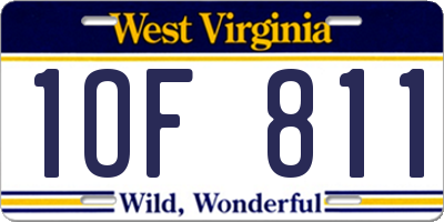 WV license plate 1OF811