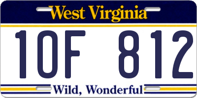 WV license plate 1OF812