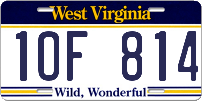 WV license plate 1OF814