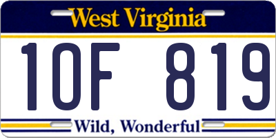 WV license plate 1OF819