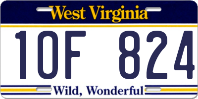 WV license plate 1OF824