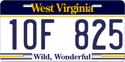 WV license plate 1OF825