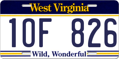 WV license plate 1OF826
