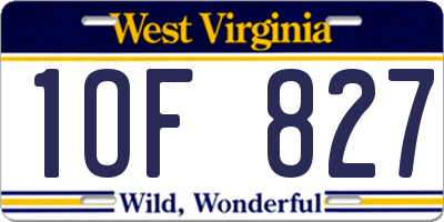 WV license plate 1OF827