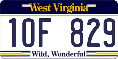 WV license plate 1OF829